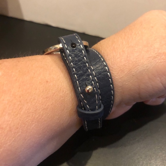 New Lia Sophia Bracelet Wrap Star Navy Blue leather double wrap w/ silver clasp - Picture 6 of 9